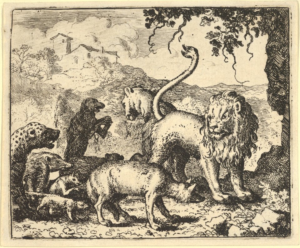Renard is Accused by the Wolf and Several Animals from Hendrick van Alcmar's Renard The Fox MET DP837688
