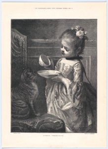 Pussy's Perquisite, from the "Illustrated London News," Christmas Number MET DP861775. Free illustration for personal and commercial use.