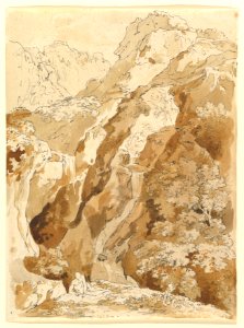 Reclining Man in a Mountainous Landscape with Waterfalls MET DP821573