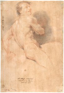 Reclining Male Nude (recto); Seated Male Nude (verso) MET DP801356. Free illustration for personal and commercial use.