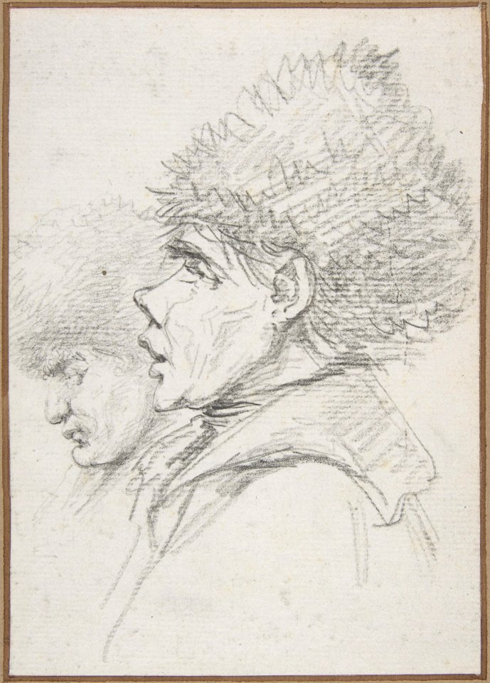 Profile of two soldiers wearing fur caps MET DP810321