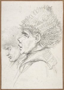 Profile of two soldiers wearing fur caps MET DP810321