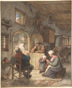 Reading the News at the Weavers' Cottage MET DP800544