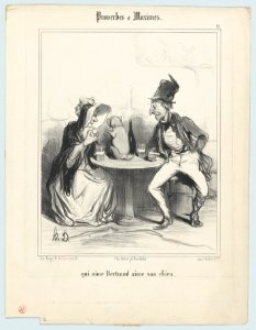 Qui aime Bertrand aime son chien (He who loves Bertrand loves his dog), from Proverbes et Maximes, published in Le Charivari, July 22, 1840 MET DP867437