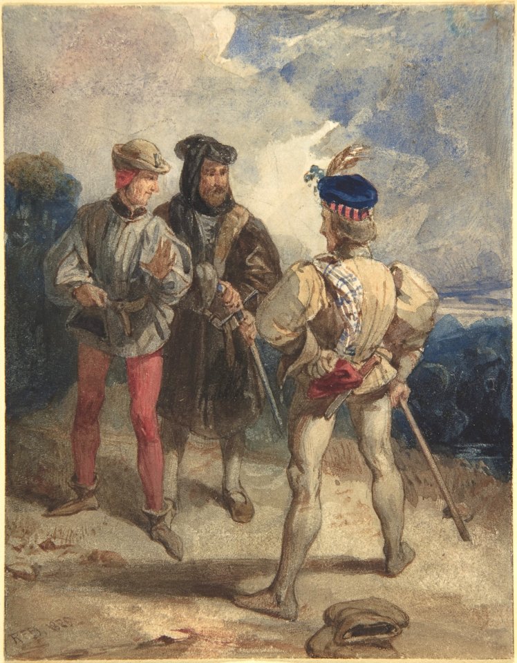 Quentin Durward and the Disguised Louis XI (recto); Study of male figure (verso) MET DP800807
