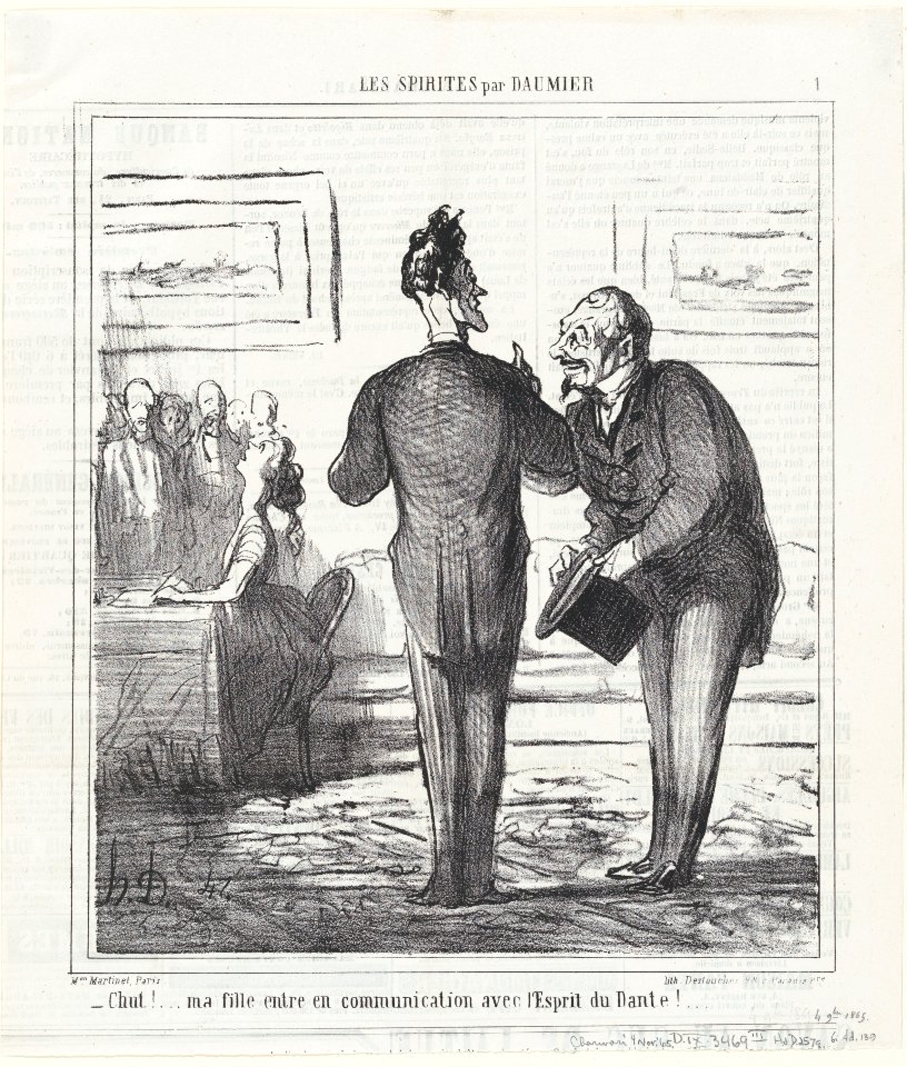 Quiet!! My daughter is entering in communication with Dante, from 'The spiritualists,' published in Le Charivari, November 4, 1865 MET DP877467