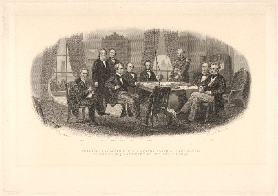 President Lincoln and His Cabinet, with Lt. General Scott, in the Council Chamber at the White House MET DP832645