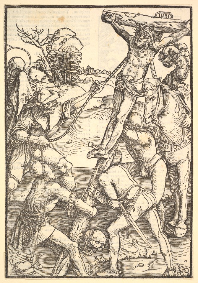 Raising of the Cross from Ulrich Pinder, Speculum Passionis Domini Nostri Ihesu Christi MET DP826619