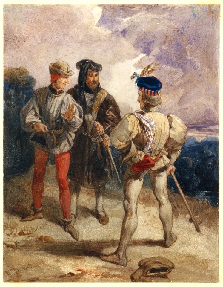 Quentin Durward and the Disguised Louis XI (recto); Study of male figure (verso) MET DR1016