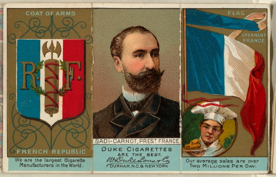 President Sadi-Carnot of France, from the Rulers, Flags, and Coats of Arms series (N126-2) issued by W. Duke, Sons & Co. MET DPB873879