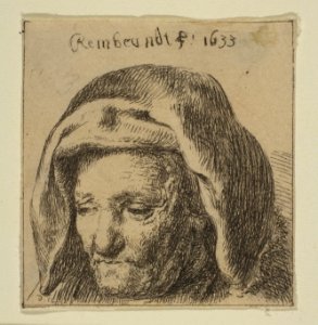 Rembrandt's Mother in a Cloth Headress, Looking Down MET DP814392