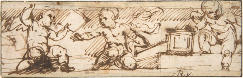 Putti with a Small Keyboard Instrument and Music Books MET DP809278