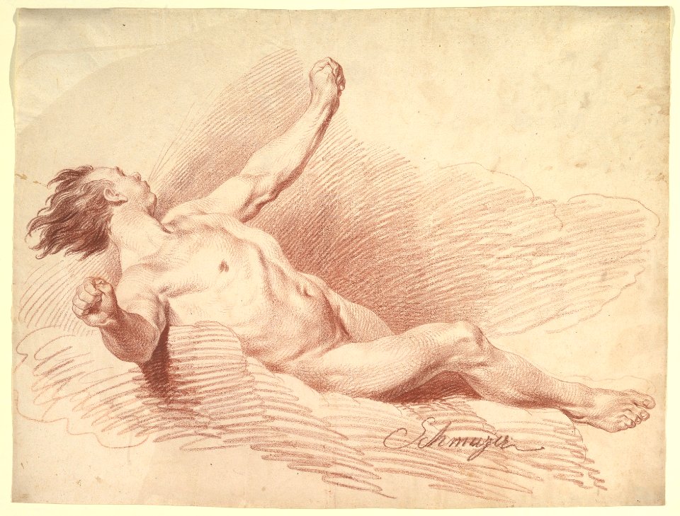 Reclining Male Nude, as Wind God on Clouds MET DP819804