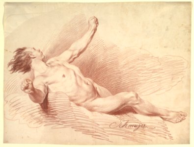 Reclining Male Nude, as Wind God on Clouds MET DP819804