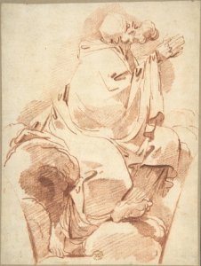 Prophet Seated in Profile on a Cloudbank, Praying- decoration for a spandrel MET DP802993