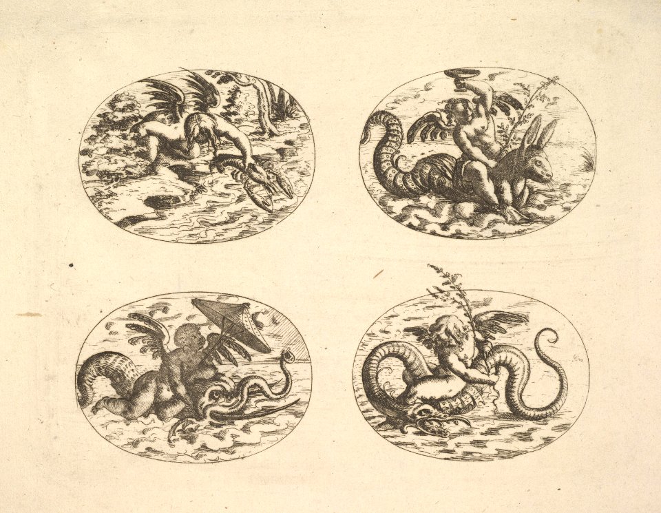 Putti with Sea Monsters, plates from the Neue Grotessken Buch MET DP828574