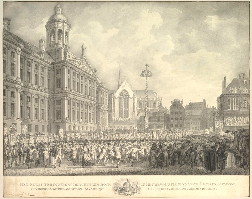 Popular Celebrations in Dam Square, Amsterdam, on 4 March 1795, marking the erection of the Liberty Tree and the success of the Batavian Revolution MET DP826912