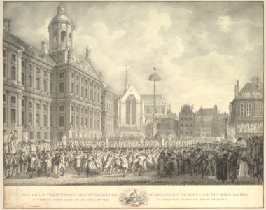Popular Celebrations in Dam Square, Amsterdam, on 4 March 1795, marking the erection of the Liberty Tree and the success of the Batavian Revolution MET DP826912