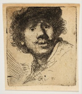 Rembrandt in a Cap, Open Mouthed and Staring- Bust in Outline (copy) MET DP814317