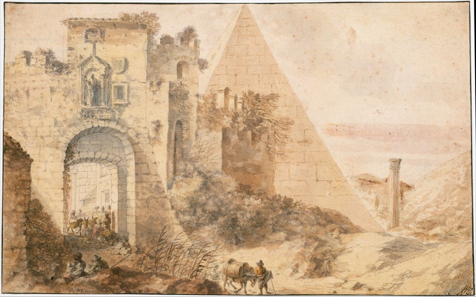 Pyramid of Cestius and the Porta San Paolo, Rome MET DT10002