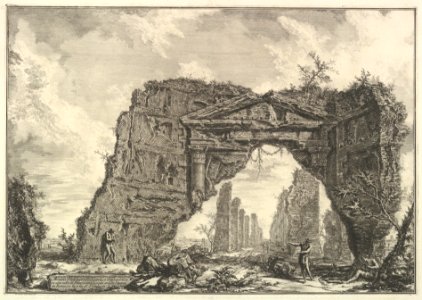Remains of a covered portico, or a cryptoporticus, in a villa of Domitian, five miles outside Rome on the Frascati road, from Vedute di Roma (Roman Views) MET DP828212