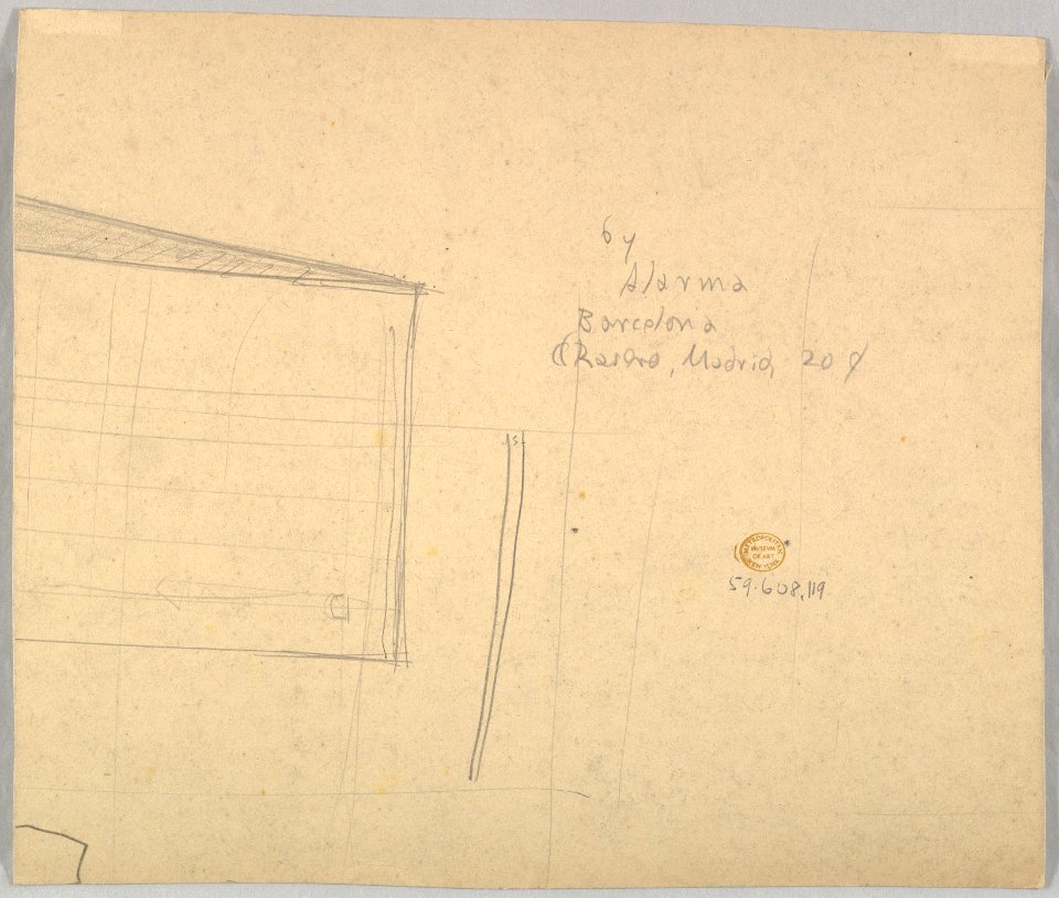 Project for Mesoamerican Style Arch with Grotesques and Horns. Verso ...