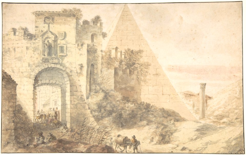 Pyramid of Cestius and the Porta San Paolo, Rome MET DP800490