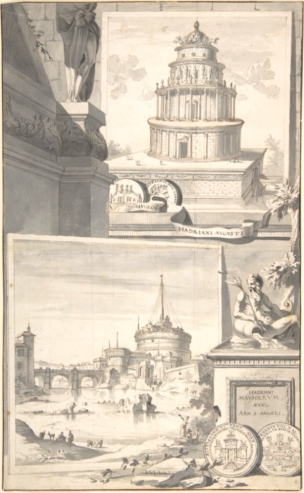 Reconstruction of the Mausoleum of Hadrian (above) and a View of the Castel S. Angelo (below) MET DP800341