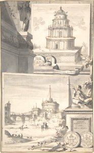 Reconstruction of the Mausoleum of Hadrian (above) and a View of the Castel S. Angelo (below) MET DP800341