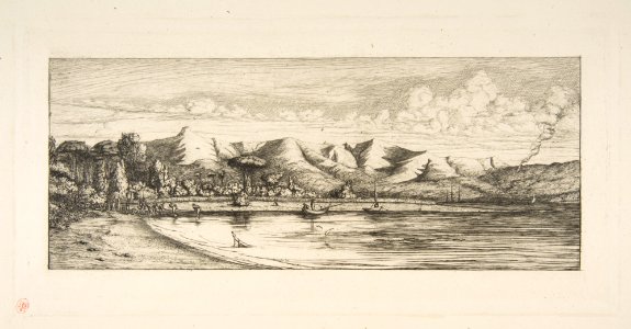 Presqu'île de Banks, Pointe des Charbonniers, Akaroa (Seine fishing off Colliers' Point, Akaroa, Banks Peninsula, 1845) MET DP813262