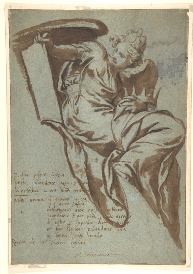 Project for the Decoration of a Spandrel- Winged Female Figure Holding a Tablet and a Crown MET DP809458