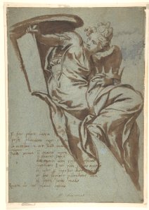 Project for the Decoration of a Spandrel- Winged Female Figure Holding a Tablet and a Crown MET DP809458