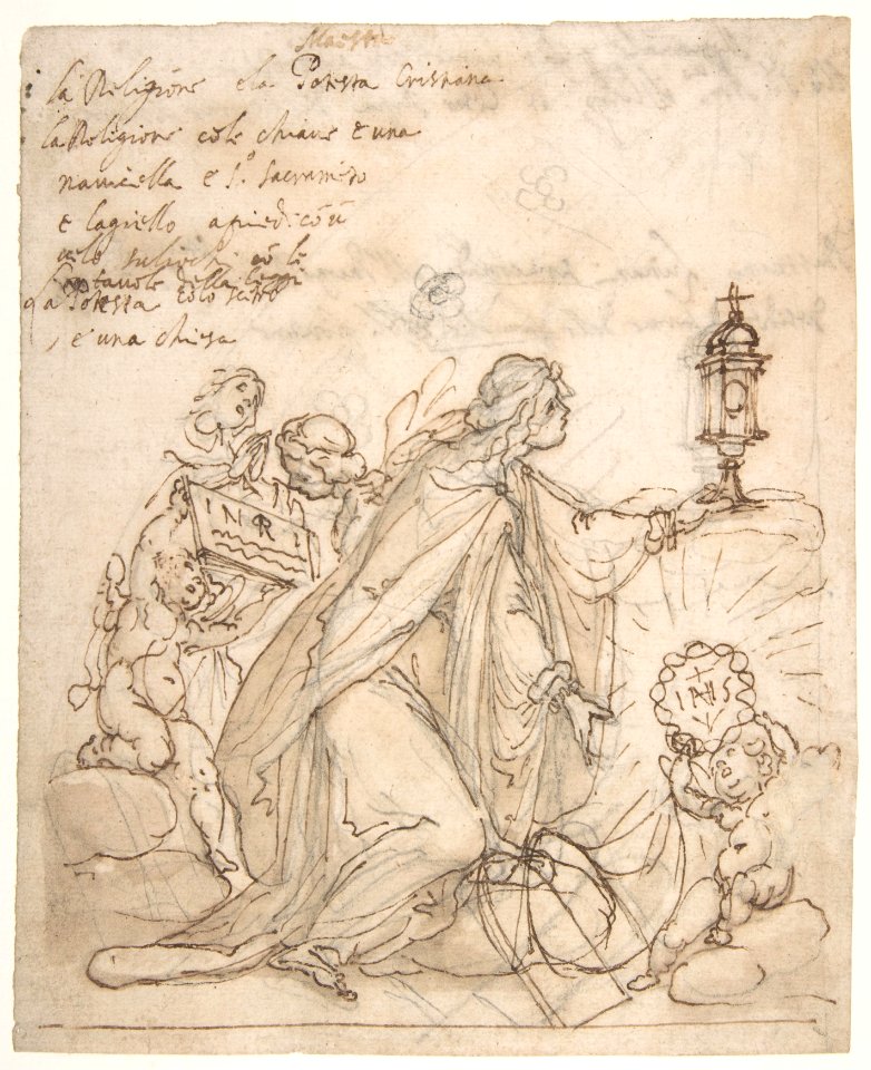 Religion Kneeling before a Monstrance, Attended by Putti MET DP809168