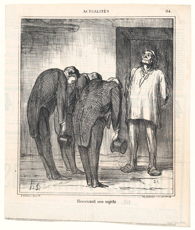 Receiving his subjects, from 'News of the day,' published in Le Charivari, April 29, 1869 MET DP877777