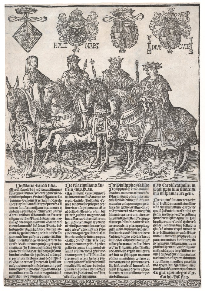 Procession of the Counts and Countess of Holland on Horseback- Mary of Burgundy, Maximilian I, Philip the Fair, and Charles V MET DP873555