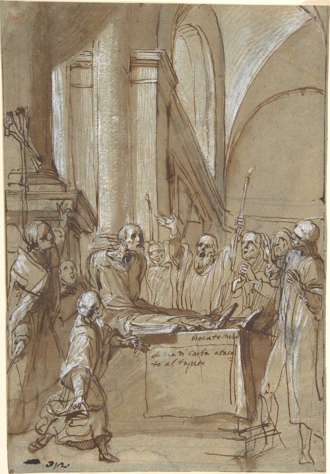 Raymond Diocrès Speaking During His Funeral (from the Life of Saint Bruno of Cologne) MET DP809285