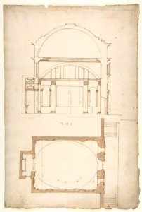 S. Andrea via Flaminia, plan; section (recto) blank (verso) MET DP810547
