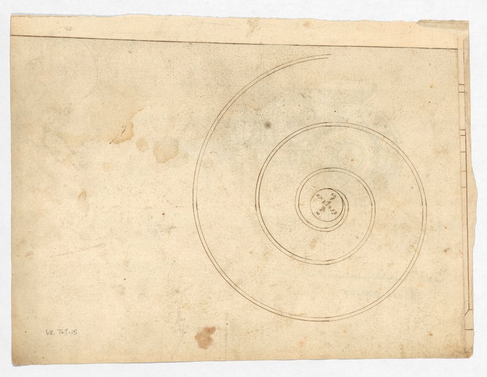 S. Maria in Trastevere, Ionic capital, volute, side elevation (recto) Unidentified, Ionic capital volute, construction diagram (verso) MET DP247682