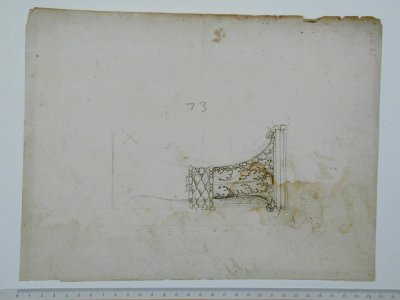 S. Maria in Trastevere, Ionic capital, side elevation (recto); Unidentified, Ionic capital volute, construction diagram (verso) MET sf68 769 14r