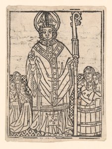 Saint Nicholas of Myra flanked by praying figures MET DP869158