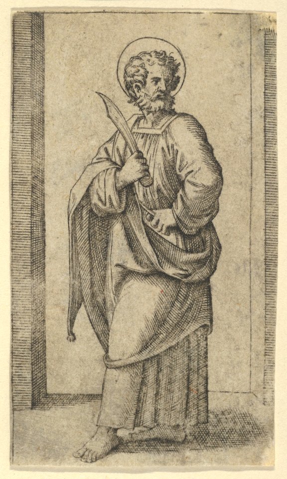 Saint Bartholomew, knife in his right hand, from the series 'Piccoli Santi' (Small Saints) MET DP853481