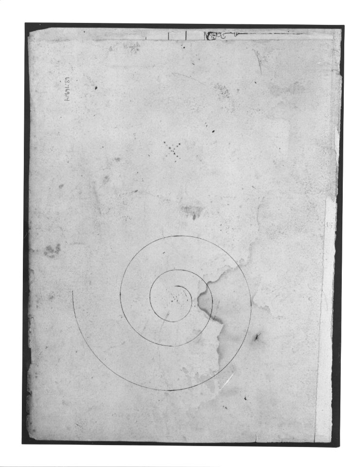 S. Maria in Trastevere, Ionic capital, side elevation (recto); Unidentified, Ionic capital volute, construction diagram (verso) MET sf68 769 14v-MM43635