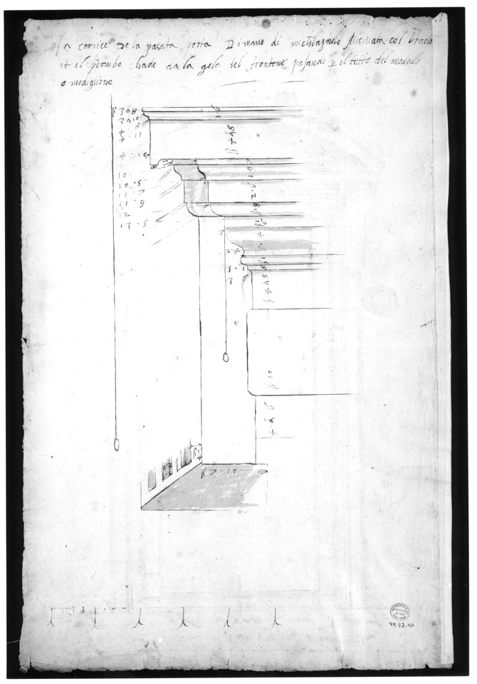San Lorenzo, north portal, elevation (recto) San Lorenzo, north portal, cornice, profile (verso) MET sf49 92 40v-MM37895