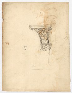 S. Maria in Trastevere, Ionic capital, side elevation (recto); Unidentified, Ionic capital volute, construction diagram (verso) MET DP247679