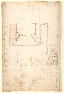San Lorenzo, Library, plan; reflected ceiling plan; stair, detail (recto) San Lorenzo, Ricetto, plan (verso) MET DP810571