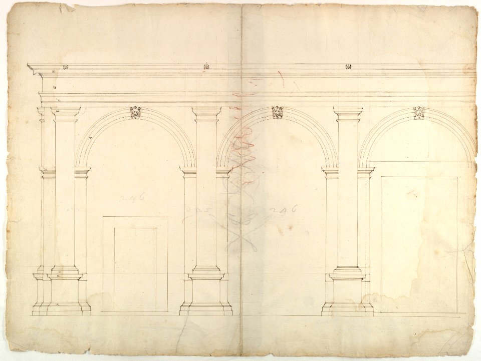 S. Maria in Domnica, portico, elevation (recto) blank (verso) MET DP819028