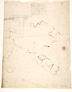 S. Costanza, drum, interior, elevation; column shafts, profiles; narthex, section; stair, detail plan (recto) stair, plans; window, elevation (verso) MET DP810746