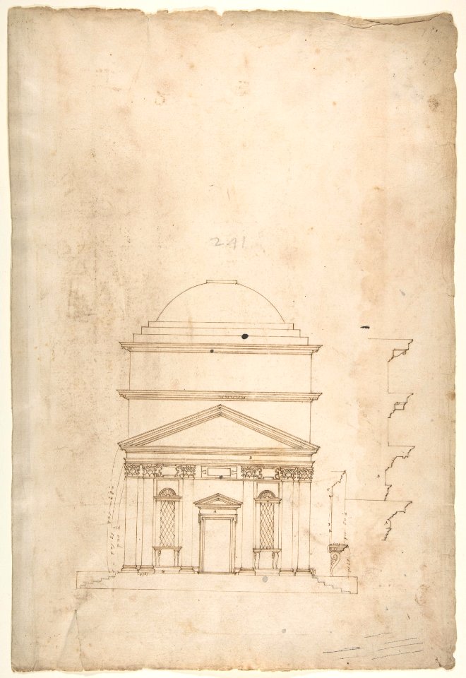 S. Andrea via Flaminia, elevation (recto) blank (verso) MET DP810546