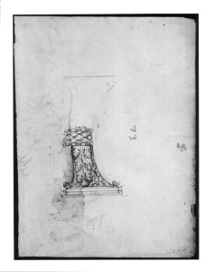S. Maria in Trastevere, Ionic capital, side elevation (recto); Unidentified, Ionic capital volute, construction diagram (verso) MET sf68 769 14r-MM43634