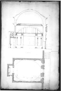 S. Andrea via Flaminia, plan; section (recto) blank (verso) MET sf49 92 67r-MM31582